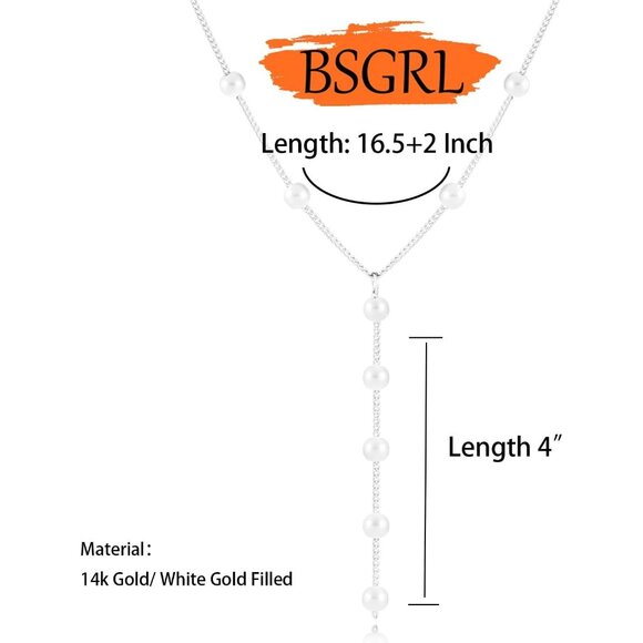 ⚡Pearl Necklace for Women 14K Gold plated White Silver plated Dainty accessories - Picture 5 of 7